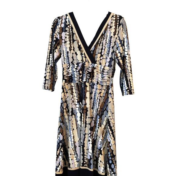 Dress Barn Career Dress Size 12 Purple Flowy A-line Silhouette V-neck & Back - Picture 4 of 12